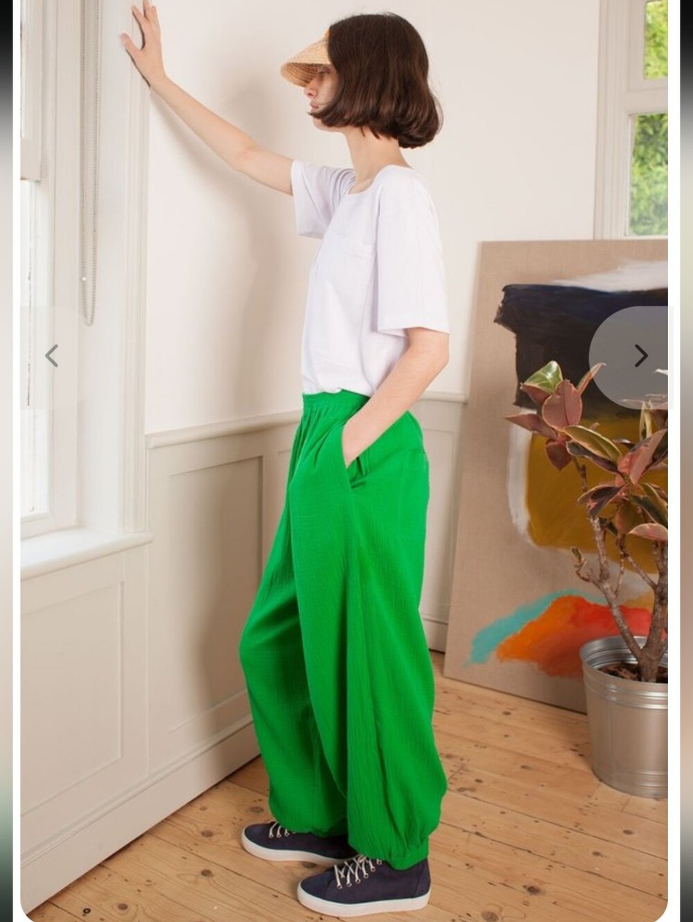 L.F. Markey Ezra Cotton Gauzem Maximalist Green Barrel Balloon Tousers Size 2